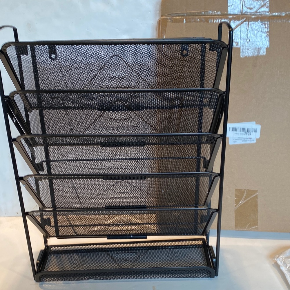 NIB Black Metal 6-Tier File Organizer
